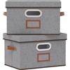 OUTBROS Scatole Portaoggetti con Maniglie, 33 x 23 x 20 cm Contenitori Pieghevoli con coperchio, Organizzatori per Vestiti (2 Pezzi, Grigio)