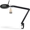 Lumeno LED lampada d'ingrandimento 7215SW con lente in vero vetro da 127 mm, lampada da lavoro e cosmetica, per estetista, hobbisti, ausilio alla lettura, 5 diottrie nero
