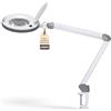 Lumeno lampada d'ingrandimento LED dimmerabile 8515GR con grande lente in vero vetro da 152 mm, adatta come lampada da lavoro, ausilio alla lettura, 5 diottrie grigio