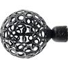 GIRASOLE HOME® Terminale Palla per Asta da Tenda dal Diametro di 18-20 mm 2 Pezzi in Ferro (Nero e Argento)