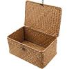 Esoes Cestino portaoggetti in vimini intrecciato in rattan con coperchi, cestini per lavanderia in erba marina, organizer per il trucco per il bagno, soggiorno, cucina (XL)