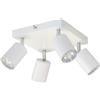 Miratic Lampadario Faretti Orientabili 4 Punti Luce Base GU10 max. 4x50W Due Montaggi Possibili Faretti Soffitto o Faretti Parete Colore Bianco IP20 (lampadine non incluse) (bianco)