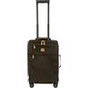 Bric's Trolley Collezione LIFE, Valigia Bagaglio a Mano con Tasche con Zip e 4 ruote, Effetto Scamosciato, Dimensioni 37x55x23, Olive