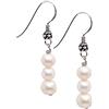 Treasure Bay Orecchini da donna fatti a mano con pietre preziose triple perline e orecchini pendenti in argento sterling - Idee regalo per le donne (Perla bianca)
