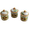 SET 3 TRIS BARATTOLO CUCINA CERAMICA SALE ZUCCHERO CAFFE ART 21105