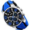 SKMEI Uomini Orologi Cinturino In Silicone Giovane Impermeabile Sport Moda Casual Grande Viso Cronografo Lusso Luminoso Analogico Quarzo Nero Orologio Da Polso Regali SKMEI, G9128blu, Moda