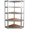 Monster Shop Scaffale ad Angolo Galwix in Acciaio Senza Bulloni Grigio Largo 90cm Scaffali Garage Organizzazione Magazzino Cantina Mensole per Ripostiglio ad Angolo Mensole da Garage Indipendente