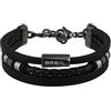 Breil, Collezione Outer, Bracciale Uomo in Pelle, con Elementi in Acciaio, Accessorio Vintage, Ideale per gli Amanti del Rock, con Pratica Chiusura a Moschettone, Misura 19,5 cm, Idea Regalo Uomo