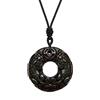 COAI HsingFu - Collana con ciondolo a ciambella, motivo Pixiu, in pietra naturale ossidiana, unisex, colore: Nero, acciaio, colore: 3.3cm, cod. JR075
