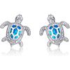 AMIGUO Orecchini A Bottone Sea Turtle, Orecchini In Argento Sterling 925 Blue Opal Per Donne E Ragazze