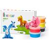 Hey Clay Animali: Piggy, Horse, Rabbit Set - Colorato Modellazione Bambini - Kit di argilla asciutta all'aria 6 lattine con divertenti istruzioni interattive App