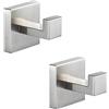 YUET 2 Pezzi Ganci Parete Quadrato Accappatoio Portasciugamani in Acciaio Inox Gancio Appendiabiti Asciugamani Parete Cucina Bagno Garage Montaggio Appendere Cappotto (Argento)