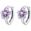 Qings Orecchini a Cerchio Fiore per Donne Argento Sterling 925 Viola Piccoli Moda di cartilagine Huggie per Ragazze Figlia Adolescenti