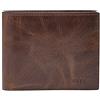 Fossil Derrick Set di portafogli in pelle o poliestere per uomo, 11.4 cm L x 2.5 cm W x 9.5 cm H, Marrone caramello