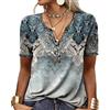 GRMLRPT Maglietta Donna Manica Corta T Shirt Magliette Elegante Tee Casual Camicia Scollo a V Camicetta Maniche Corta Camicia Donna Blusa Elegante Estive(Blu-Manica Corta,XL)