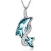 TOUPOP S925 Collana in argento Sterling con delfini/tartaruga marina da donna con ciondolo di cristallo gioielli oceanici regali di compleanno per signora madre sorella ragazze delfini amante, 20mm