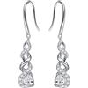 Qings Orecchini Pietra Portafortuna Infinito - Orecchini diamante Bianco Aprile Pendenti Donna Argento 925 Zirconia Cubica Orecchini Scintillanti Twist Stroili Regalo di Gioielli per Ragazze Donne