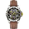BODERRY Urban Titanium - Orologio da uomo con scheletro meccanico automatico impermeabile a carica automatica, Giallo/Marrone, Cinghia