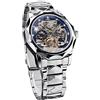 FORSINING Orologio automatico da uomo meccanico scheletro Tourbillon orologi moda business orologio da polso impermeabile lusso quadrante diamante, Argento blu, Bracciale