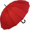 iX-brella Ombrello lungo di alta qualità in 16 pezzi con meccanismo automatico resistente alle tempeste, Rosso, 100, Ombrello automatico