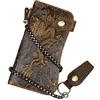 LUUFAN Portafoglio lungo in vera pelle da uomo con tasca con cerniera Vintage Bifold Borsa da libretto degli assegni (Brown 1)