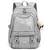 FANDARE Zainetti Cartelle per la scuola Zaino Scuola Elementare Zaino Casual Ragazze Ragazzi Zainetto per Studenti Scuole primarie Viaggiare Daypacks con ciondolo in peluche Impermeabile Nylon Grigio