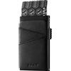 VULKIT Porta Carte di Credito Uomo Metallo con Slot in Pelle Slim Porta Carte di Credito Schermato RFID Rigido Portaschede Uomo Automatico per 5-9 Carte
