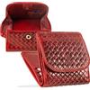 Matador Marca Portafoglio Piccolo Donna Pelle #VIENNA Piccolo con Elegante Scatola Regalo, Portafoglio Firmato di Lusso con RFID, Mini Portafoglio con Molti Scomparti per Carte, Intrecciato Rosso