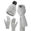 ZETIY Donna Cappello Sciarpa e Guanti Touch Screen Set, Invernali Berretto in Peluche, Termiche Guanti Touch Screen Cappello a Cuffia in Maglia 3 Pezzi per Donna Sport all'aperto Sci - A - Grigio chiaro