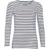 IMPRESSION T-SHIRT PERSONNALISE Marinière Tshirt Donna/Ragazza | t-Shirt Mariniere Manica Lunga Blu Navy e Bianco a Righe | T-shirt da abbigliamento da donna 100% cotone |, blu, L