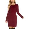 QUNERY Vestito Donna Invernale Elegante,Abito in Maglia Manica Lunga Collo Alto per Autunno,Vestiti Maglione Elasticizzato Casual C-Bordeaux XL