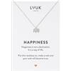 LUUK LIFESTYLE Collana Portafortuna con Ciondolo Elefante in acciaio inossidabile e Carta regalo HAPPINESS, Regali per Lei, Donna, Catenina in filigrana, Gioiello Moda, Argento (50cm c.)