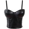 Woboren Nera PU Bustino Gotico con Bustino Gotico da Donna Top Corto Corset Top in Pelle (Nero, M)