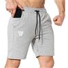 ZENWILL Pantaloncini Palestra Running Uomo Corsa Fitness Sportivi Cotone con Cerniera Tasche(XL, Grigio Chiaro)