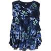 LEEBE Top con Volant in Rete Stampata Taglie Forti Donna (1XL-5XL) (5X, Canotta Floreale Blu)