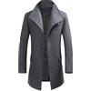 Allthemen Trench da Uomo Colletto alla Coreana Cappotto di Casual Lana Coat Lungo Invernale Cappotto Monopetto 1501# Grigio Chiaro 3XL