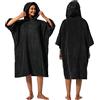 Winthome Accappatoio Poncho Assorbente Caldo, Poncho Surf Aiuto Cambio Spiaggia, con Tasca e Cappuccio, Accappatoio Spugna Uomo Donna per Nuoto, Surf, Spiagge, Doccia, Viaggio, Casa, Sauna (Nero, M)