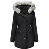 Vancavoo Giubbotto Donna Invernale Giacca con Cappuccio Cappotto Parka Cappotti Media Lugghezza Ispessito Caldo Felpa con Cappuccio in Pelliccia Sintetica Outdoor,Nero XL