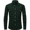 PADOLA Camicia Uomo Casual Camicia in Flanella Camicia Maniche Lunghe a Quadri Primavera Autunno Inverno(M,002 Verde Nero)