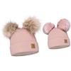 ELIMELI - Cappellino invernale per mamma e figlia, con due pompon, berretto invernale da donna, Colore: rosa., Taglia unica