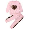 Loalirando Completo Sportivo Bambina Rosa Tuta Bambina Stampa Leopardato con Maniche Lunghe Felpa Senza Cappuccio+Pantaloni Sportivi Vita Alta (Rosa, 4-5 Anni)