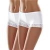 Merry Style Culotte coprenti Hipster Mutande Donna Cotone morbide Slip Donna Cotone Boxer comode Traspiranti Elasticizzate in Pizzo Intimo Femminile MSGAB55 (Bianco (2Pack), S)
