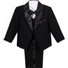 Lito Angels Smoking Nero Completo Elegante per Bambino, Set 5 Pezzi (Giacca, Gilet, Camicia, Papillon e Pantaloni) Taglia 2-3 Anni (Etichetta in Tessuto 03)