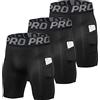 YUSHOW Pantaloncini Compressione Uomo in Confezione da 3 Pantaloncini da Corsa Asciutti Freschi con Tasca per Il Telefono Calzamaglia da Ciclismo per Allenamento Atletico Palestra