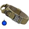 Faankiton Collare Tattico per Cani con Maniglia di Comando，Collare Militare per Cani Regolabile con Fibbia in Metallo，Collare per Cane in Nylon con Una Ciotola per Cani Pieghevole (L, Marrone)