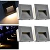 Arotelicht 4Pcs Applique LED da incasso per scale, 3W Bianco caldo 3000K IP65, Segnapasso LED, Luce scale da incasso 230V, per Interno esterno scale giardino viale gradini, Alluminio Grigio