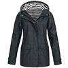 BOTCAM Giacca impermeabile da donna foderata calda: parka antipioggia con pile, giacca lunga con cappuccio, leggera, impermeabile, traspirante, antivento, 3 in 1, giacca funzionale da donna,