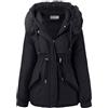 Pianshanzi Teddy, giacca invernale da donna, calda felpa con cappuccio, fodera in pile, lunghezza coscia, slim fit, cappotto invernale da donna, parka con cappuccio, A nero, XXXL