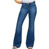 Minetom Denim Pantaloni Donna Vita Alta Campana Zampa Elefante Jeans Eleganti Elasticizzati Tasche Pantaloni C Blu 3XL