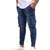 YAODAMAI Tasche Laterali da Uomo e Jeans Skinny con Piedi Piccoli Pantaloni in Denim Slim Fit Casual alla Moda